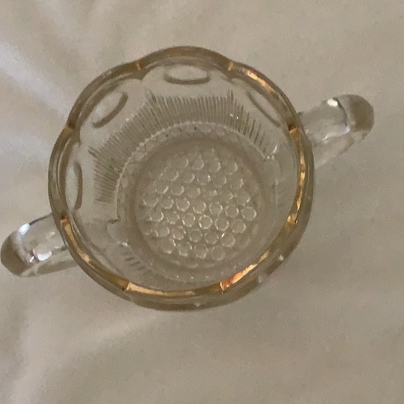 Vintage USGlass Manhattan Pattern Gold  Scalloped Rim Sugar Bowl - Picture 6 of 6